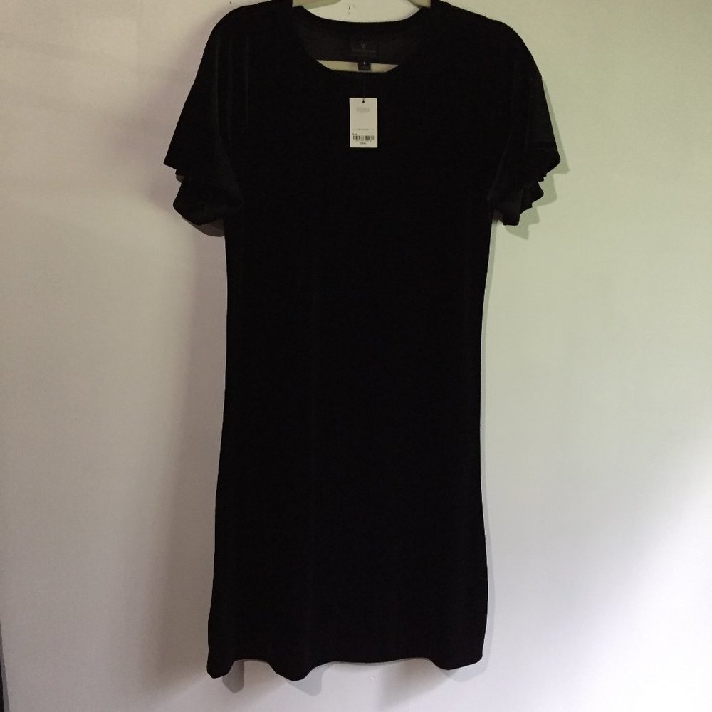 Worthington Black velvet fluttered dress SIZE S